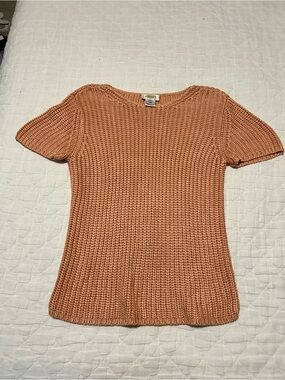 Vintage 90s Talbots 100% silk chunky knit sweater - Peach size M